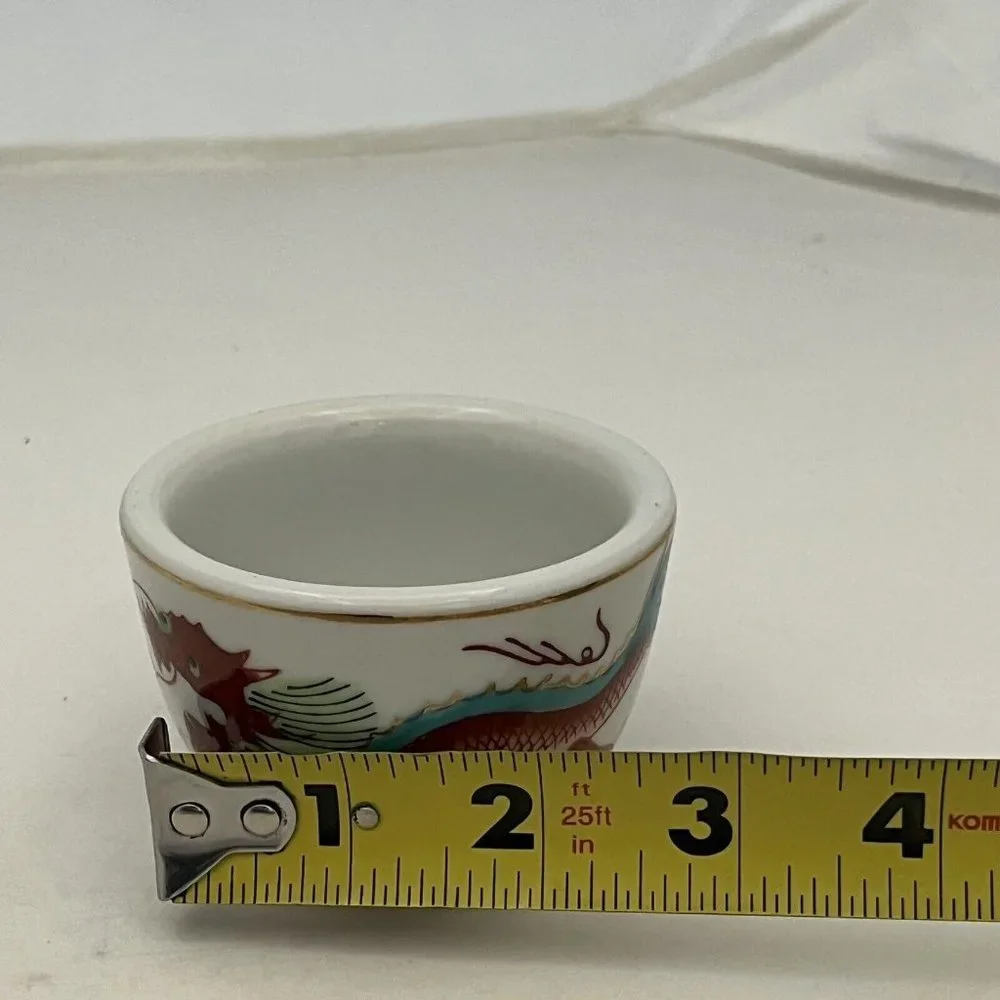 Made In Japan Painted Dragon Restaurant Ware Used Sake Cup Bowl - Picture 16 of 16